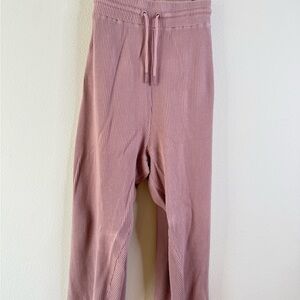Kids Ribbed Wide Leg Comfy Pants in Soft Pink